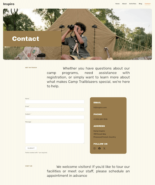 Contact page