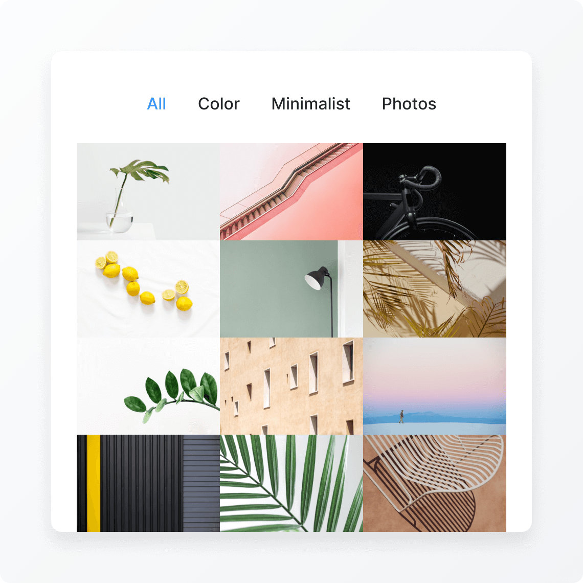 Gallery with filtering effect