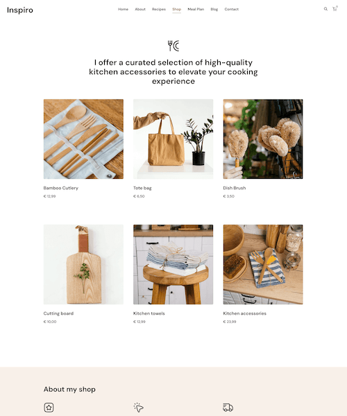 Shop page